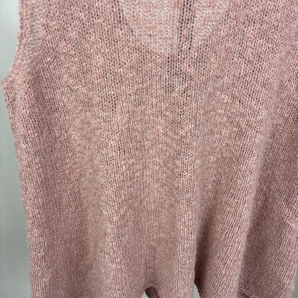 AmericanEagle XL Knit Heather PinkWhite Tank Side Slits Boho Peasant Cottagecore - Picture 2 of 9